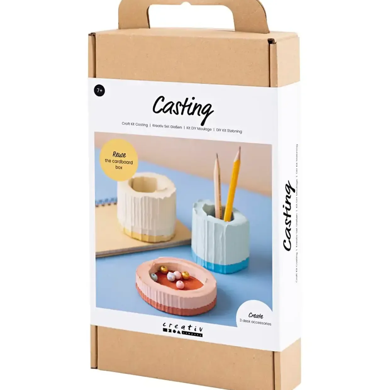 DIY Kit Støbning, Beholdere, blå, rød, lys gul