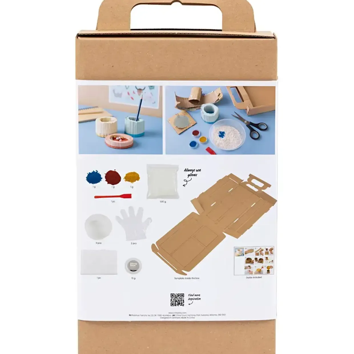 DIY Kit Støbning, Beholdere, blå, rød, lys gul