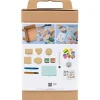 DIY Kit Stempeltryk, Dekorerede æsker og kort, beige, mellem grøn, mint, klar rød