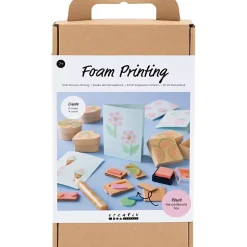 DIY Kit Stempeltryk, Dekorerede æsker og kort, beige, mellem grøn, mint, klar rød