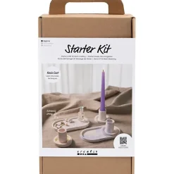 DIY støbekit - Kreakasse Resin lysestager og fade - Blå, lys pink, hvid