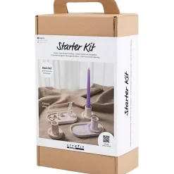 DIY støbekit - Kreakasse Resin lysestager og fade - Blå, lys pink, hvid