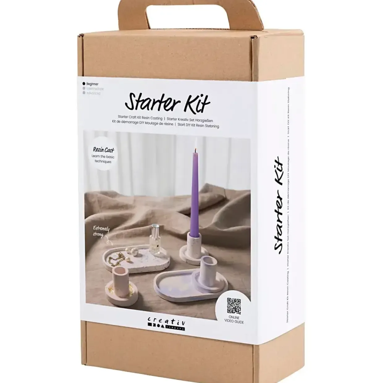 DIY støbekit - Kreakasse Resin lysestager og fade - Blå, lys pink, hvid