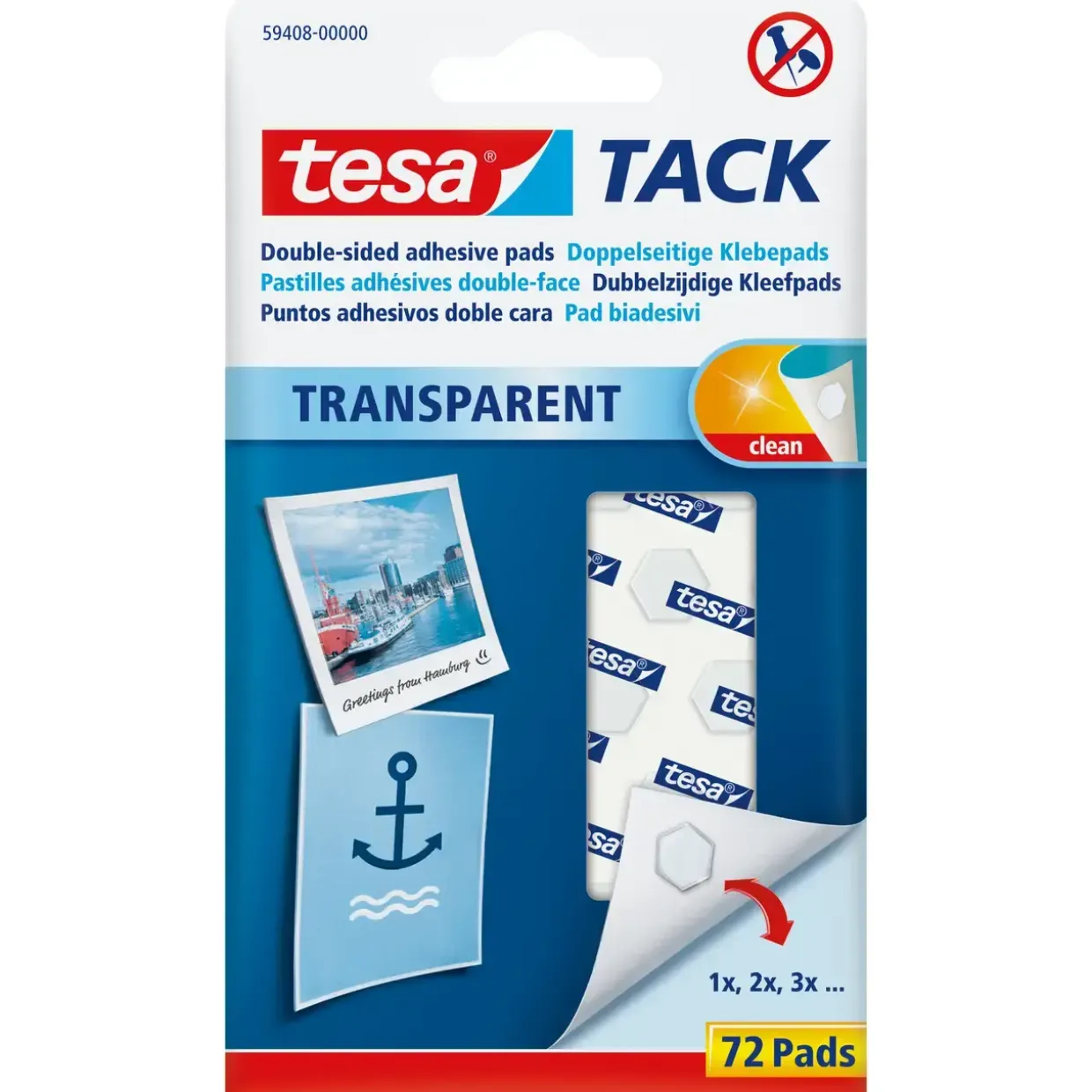 Dobbeltklæbende Brikker Tesa Tack standard klar 72stk