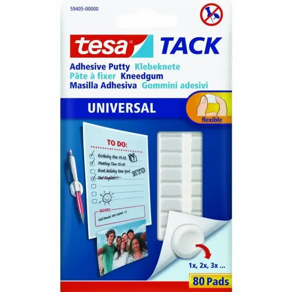 Dobbeltklæbende Brikker - Tesa Tack Standard - Hvid - 80 stk/pk - 16 stk