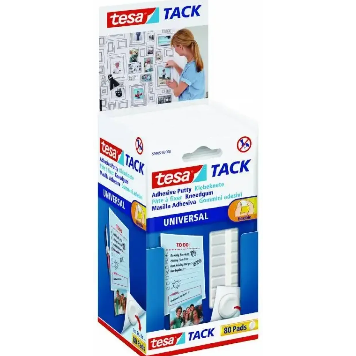 Dobbeltklæbende Brikker - Tesa Tack Standard - Hvid - 80 stk/pk - 16 stk