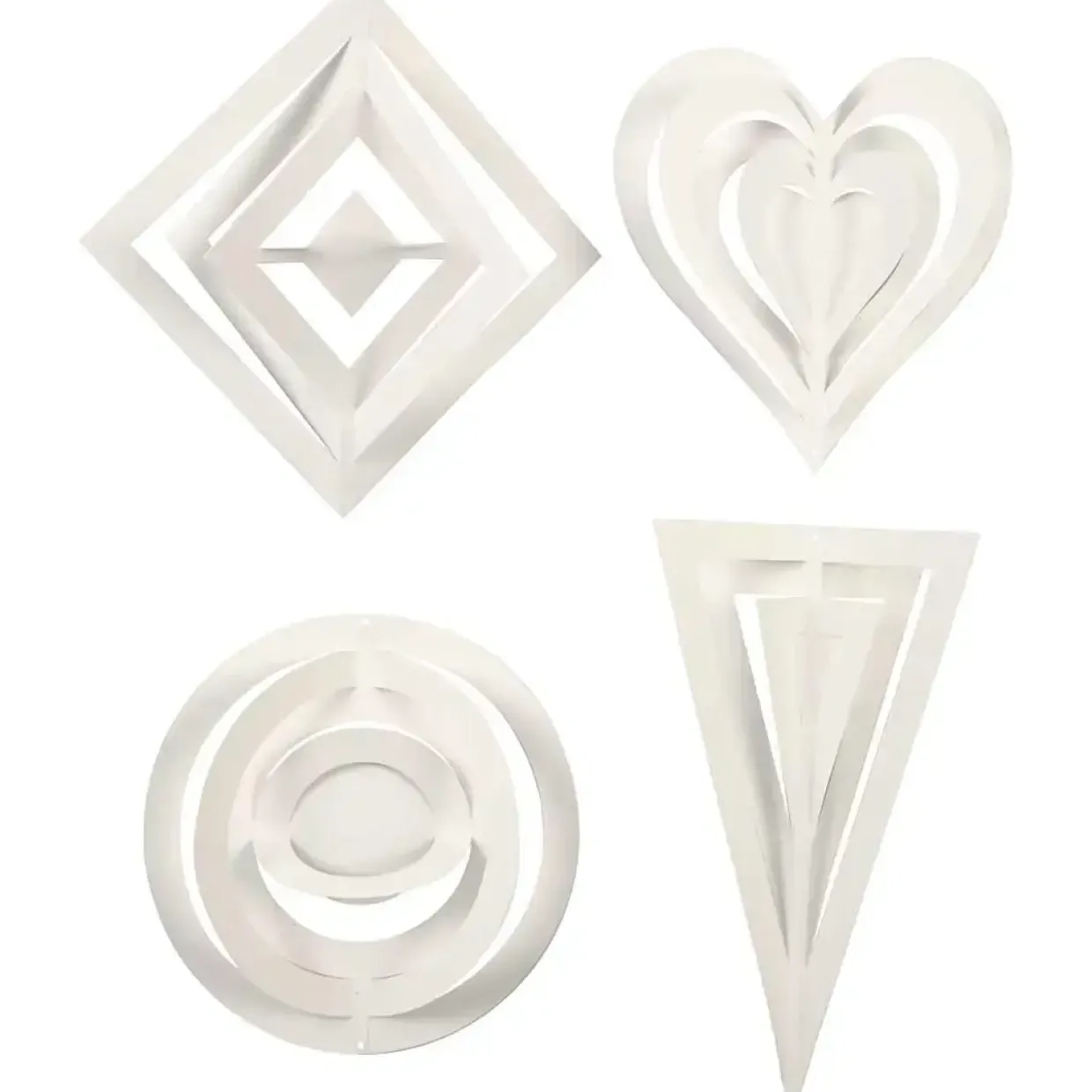 3D ophæng højde 18 + 22 + 24 cm bredde 15 + 18 + 22 cm hvid 230 gram - 16 stk.