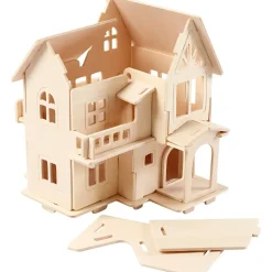 3D Puslespil Hus med altan størrelse 15,8 x 17,5 x 19,5 krydsfiner