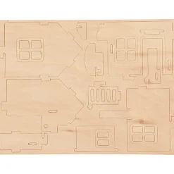 3D Puslespil - Hus med terrasse - Krydsfiner - 19 x 17,5 x 15 cm