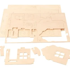 3D Puslespil - Hus med terrasse - Krydsfiner - 19 x 17,5 x 15 cm