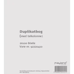 Duplikatbog med talkolonne 126 x 148 mm 92220410 - 10 bøger á 2x100 blade