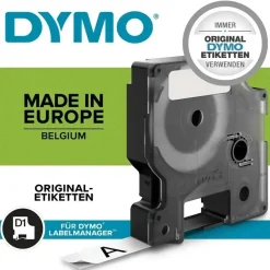 DYMO D1 16960 - Labeltape permanent 19 mm sort på hvid