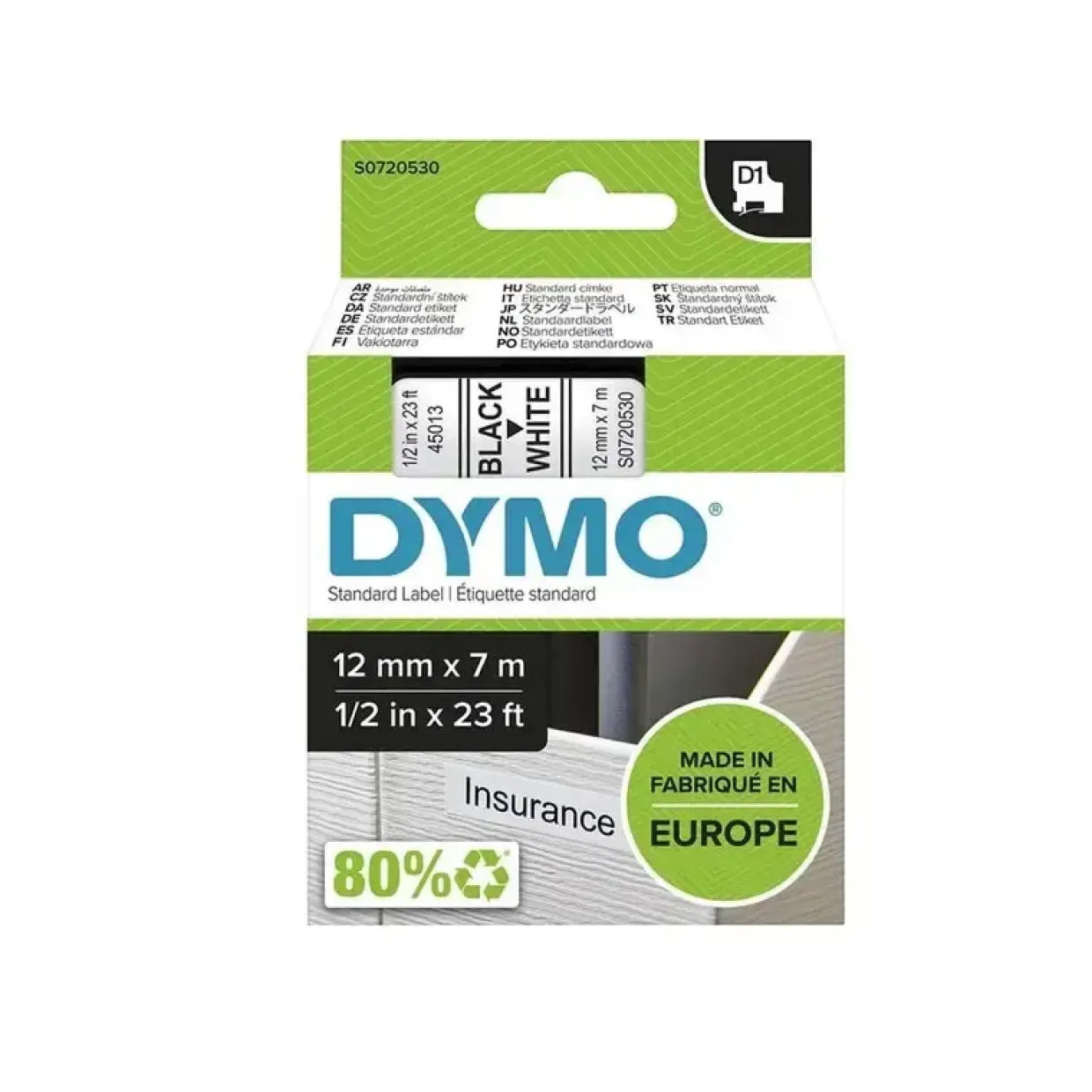 DYMO Etiket Tape, D1 45013, 12 mm