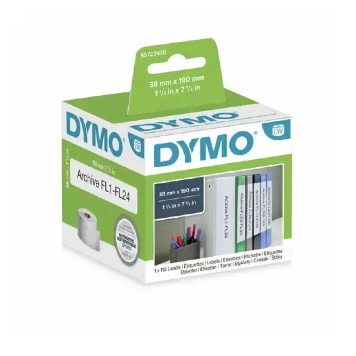 DYMO 99018 - Etiketter store hvid 38 x 190 mm - 110 stk