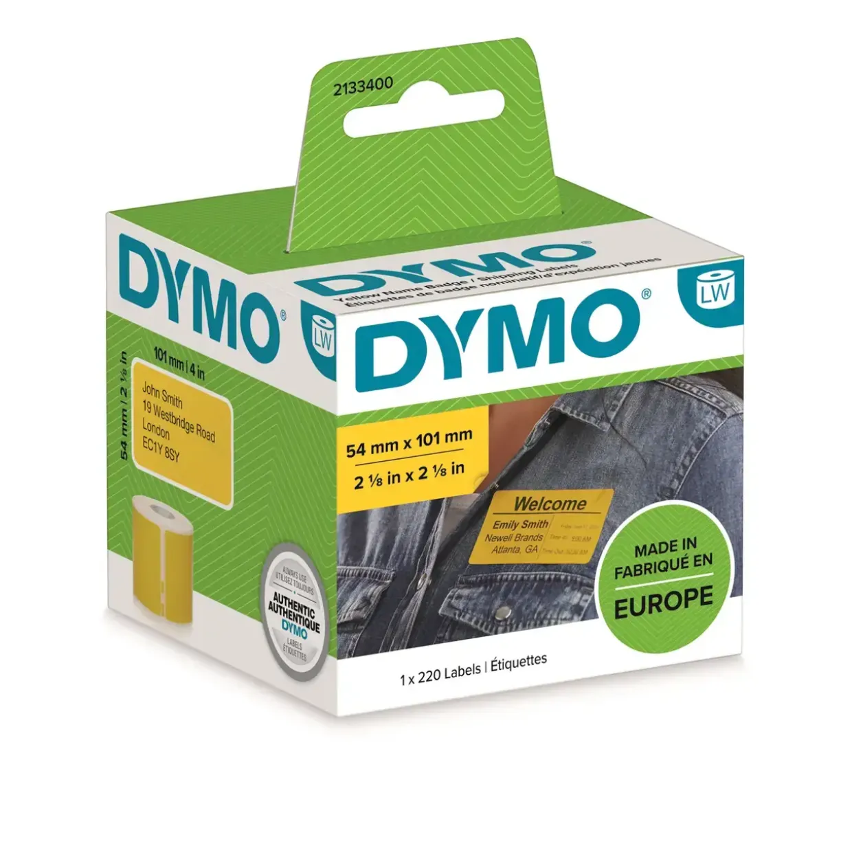 Dymo labels LW 54x101mm Shipping / Name Badge yellow