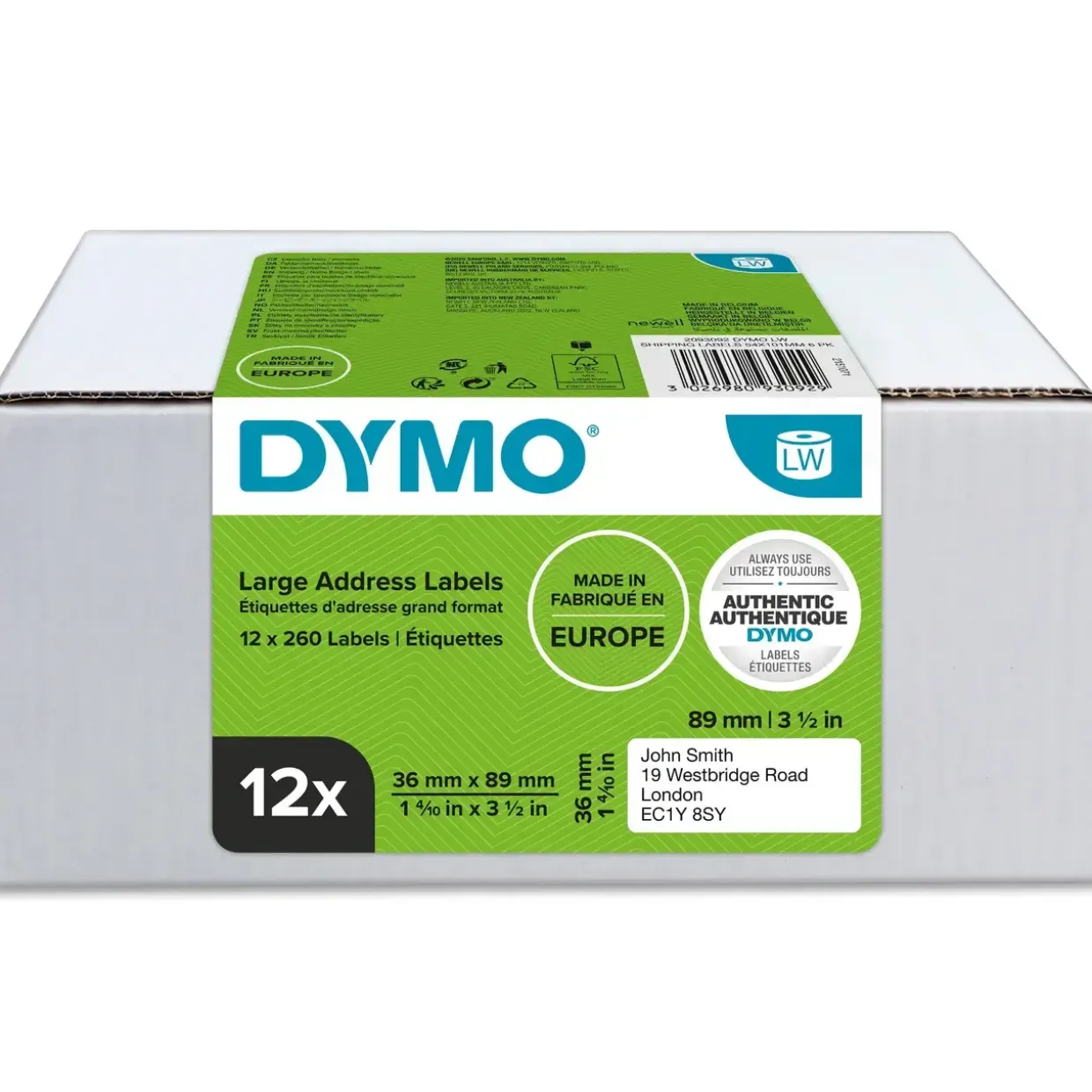 Dymo label til LabelWriter 36mm x 89mm std. address labels (12 pack)