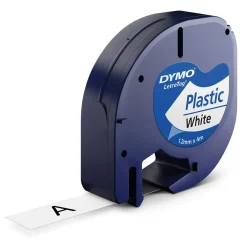 Dymo LetraTag Tape 12mmx4m hvid plasttape