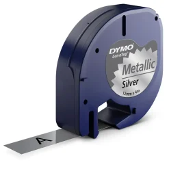 Dymo LetraTag Tape 12mmx4m metalsølv metaltape - LANG LEVERING