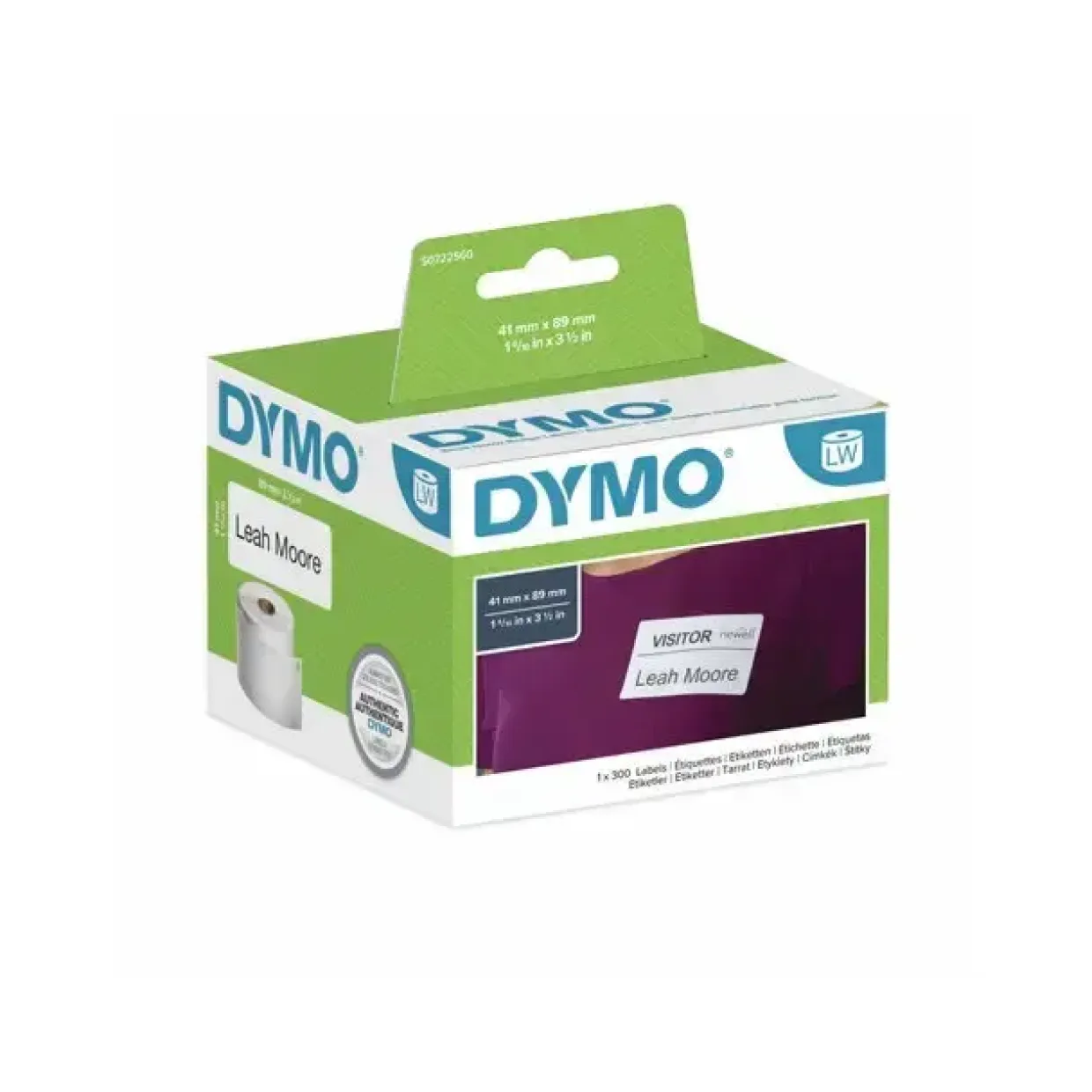 DYMO 11356 - Navneskilt etiketter hvid 41 x 89 mm - 300 stk