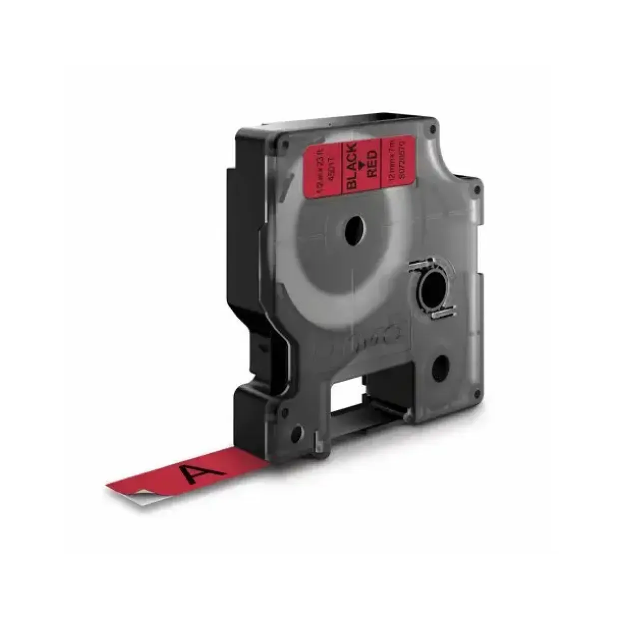 DYMO Tape D1 45017 - Etiket tape 12 mm sort på rød