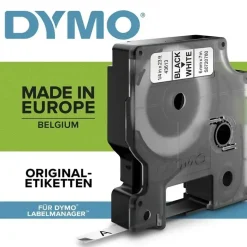 DYMO Tape D1 43613 - Labeltape 6 mm sort på hvid