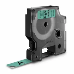 DYMO Tape D1 45019 - Label tape 12 mm sort på grøn