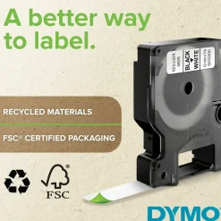 Dymo Tape Rhino 9mmx5,5m vinyl hvid på sort