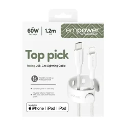 Empower by PanzerGlass Racing 60W USB-C to Lightning Cable 1.2M SilverWhite