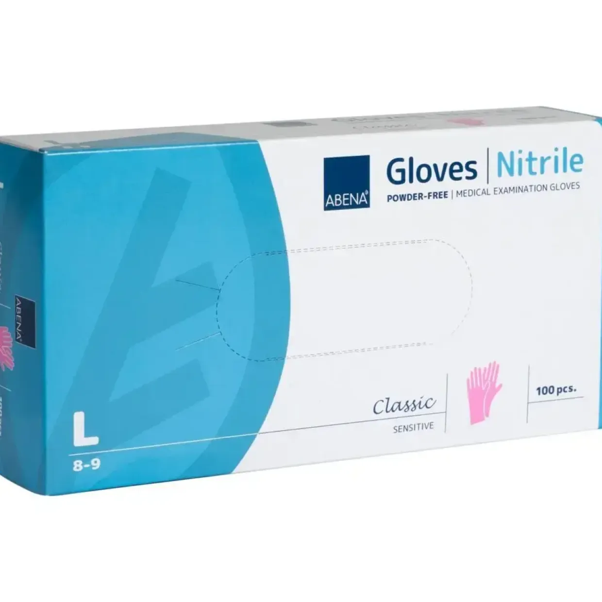 Engangshandsker - ABENA Classic Sensitive L - Pink Nitril - Pudderfri - 100 stk