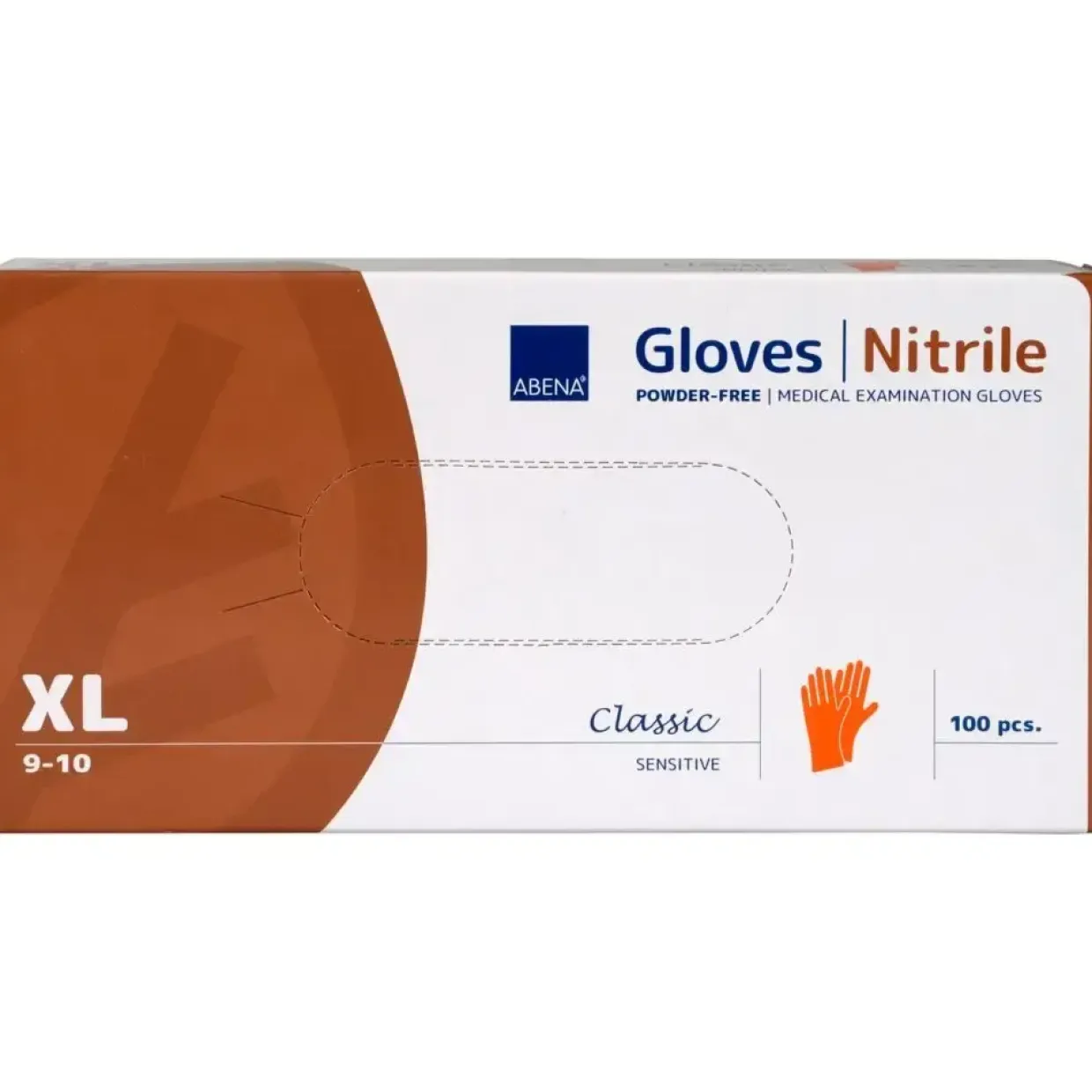 Engangshandsker ABENA Classic Sensitive XL orange nitril pudderfri - 100 stk
