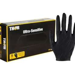 Engangshandsker THOR Ultra Sensitive L sort nitril pudderfri - 100 stk