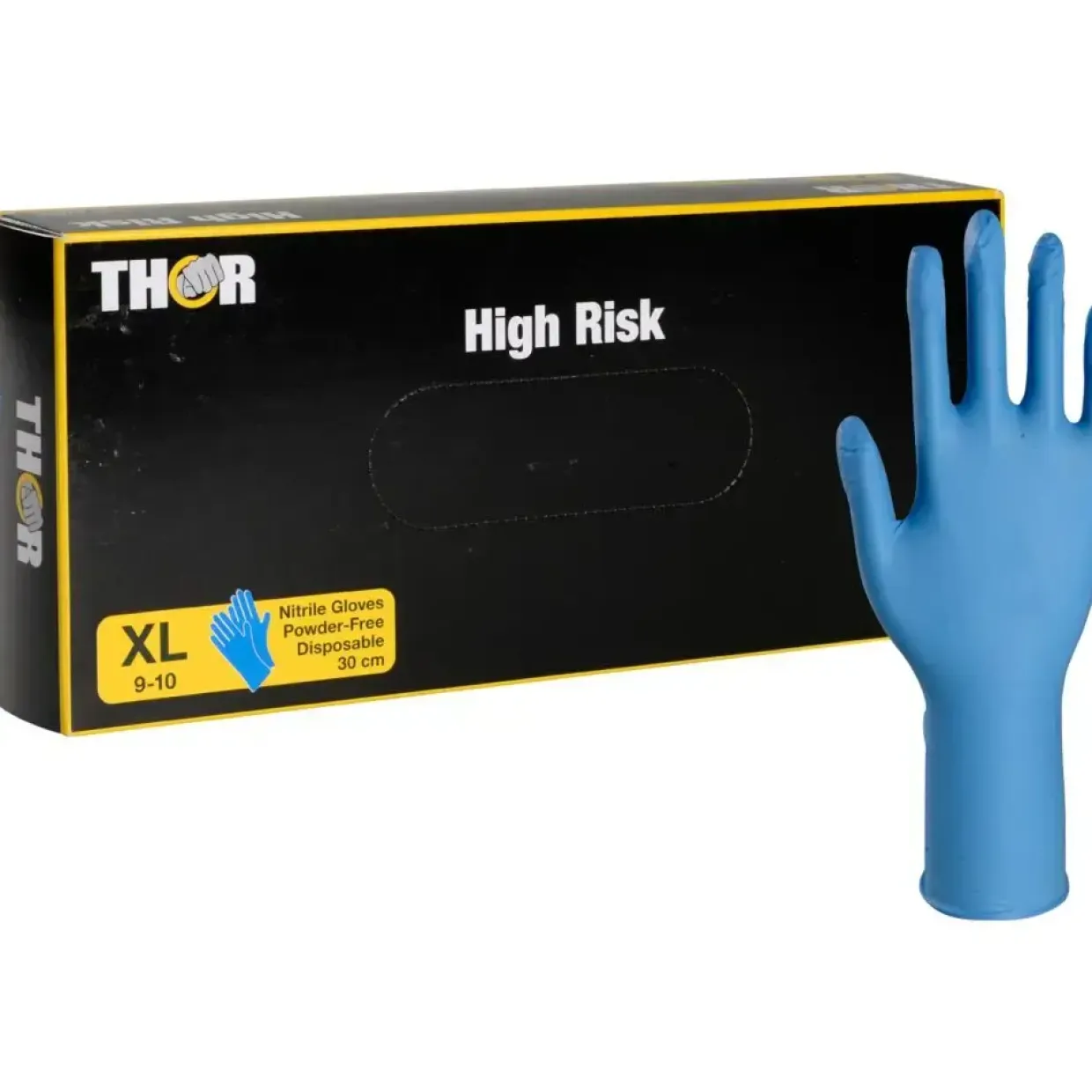 Engangshandske, THOR High Risk, XL, blå, nitril, pudderfri - 500 stk