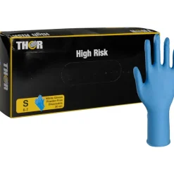 Engangshandske, THOR High Risk, S, blå, nitril, pudderfri - 500 stk
