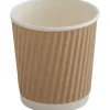 Engangs kaffekrus, 6,4cm, Ø6,2cm, 10 cl, brun, PE pap, 4 oz, Ripple Wall - 1000 stk