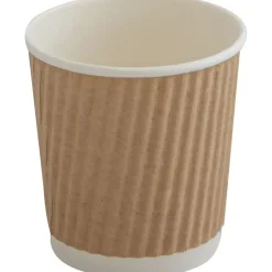 Engangs kaffekrus, 6,4cm, Ø6,2cm, 10 cl, brun, PE pap, 4 oz, Ripple Wall - 1000 stk