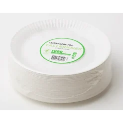 Engangs tallerken pap 18 cm - 100 stk