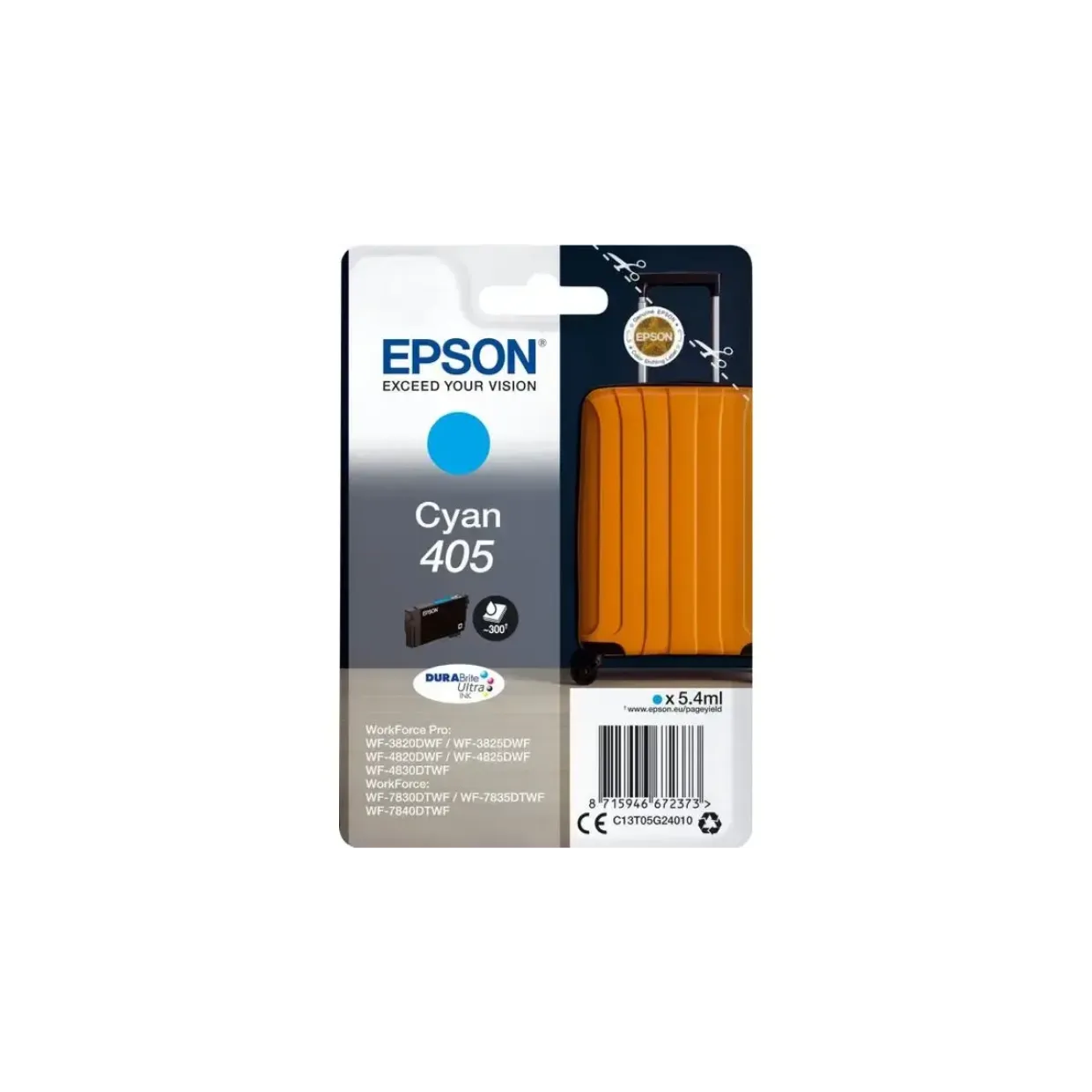 Epson T405, Blækpatron, Cyan, 5,6 ml