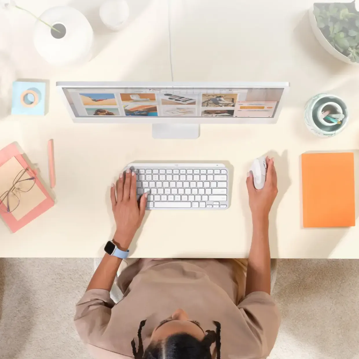 Ergonomisk mus - Logitech Lift for Mac - vertikal - Off-White
