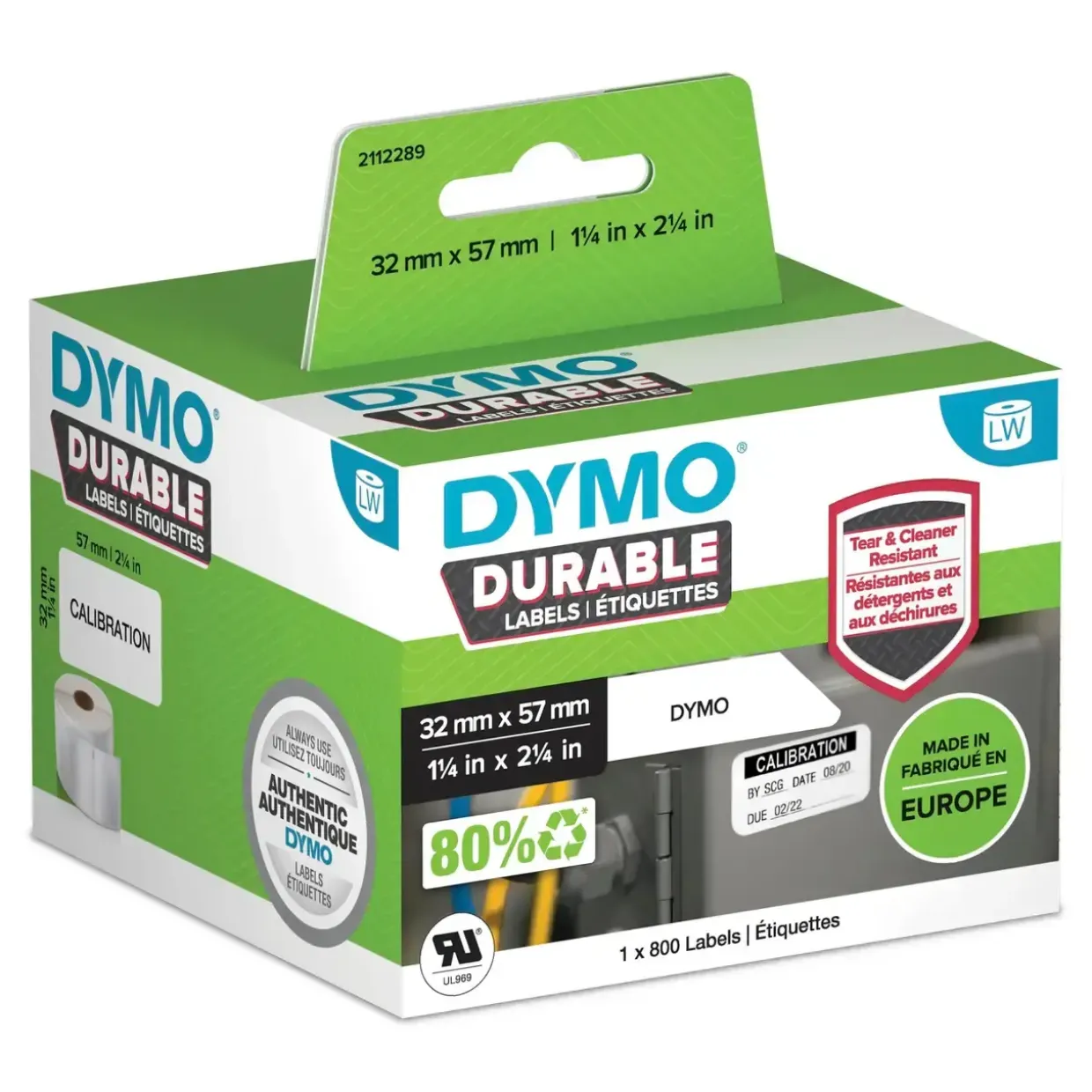 Etiketter - Dymo LabelWriter Durable 57x32 mm - 800 etiketter/rulle - Til LW-serien