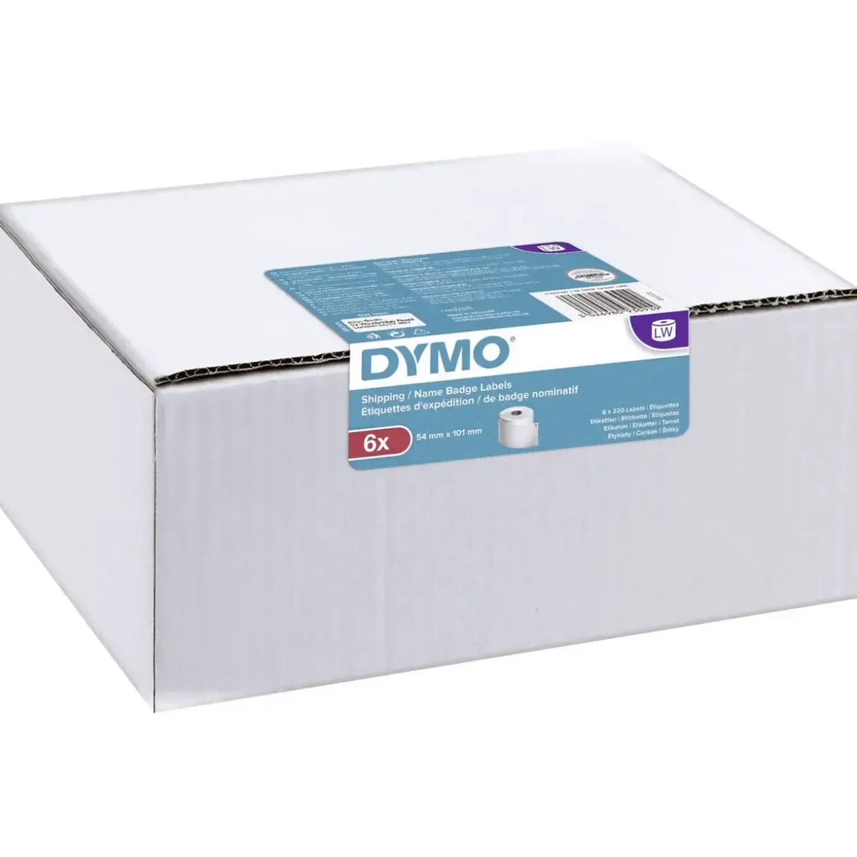 Etiketter - Dymo LW Shipping/Naming - 54x101 mm - Permanent - Hvid - 6 ruller á 220 stk