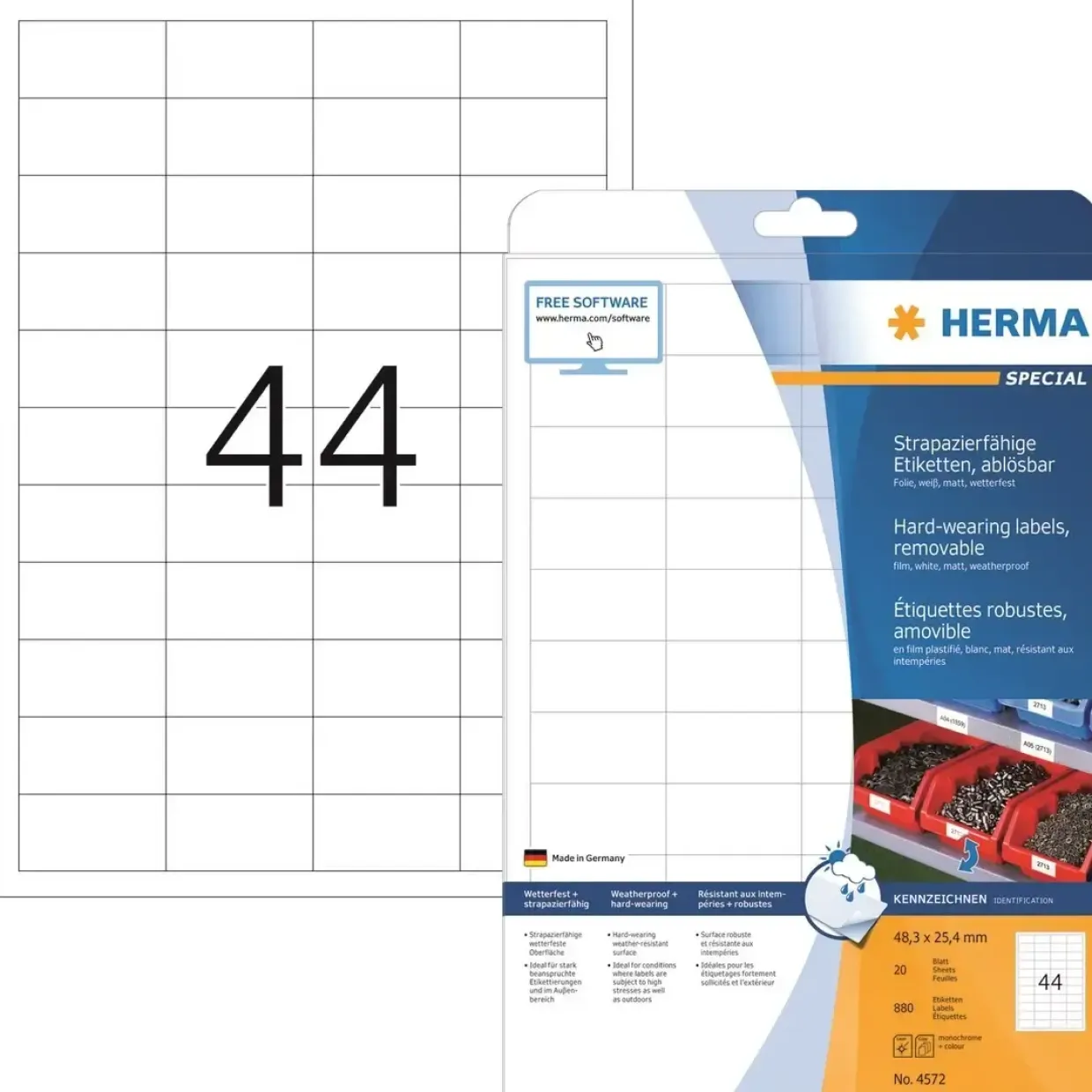 Etiketter Herma aftagelig vandafvisende 48,3x25,4