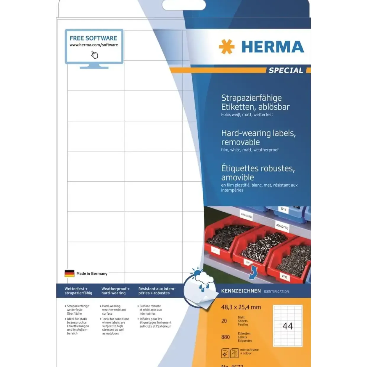 Etiketter Herma aftagelig vandafvisende 48,3x25,4