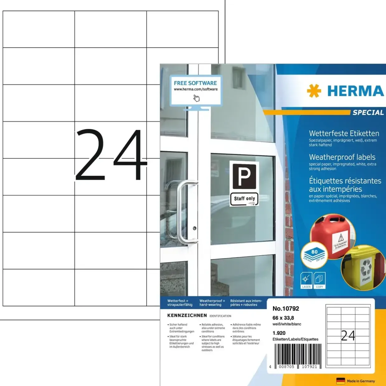 Etiketter Herma, ekstra vejrbestandig 66x33,8