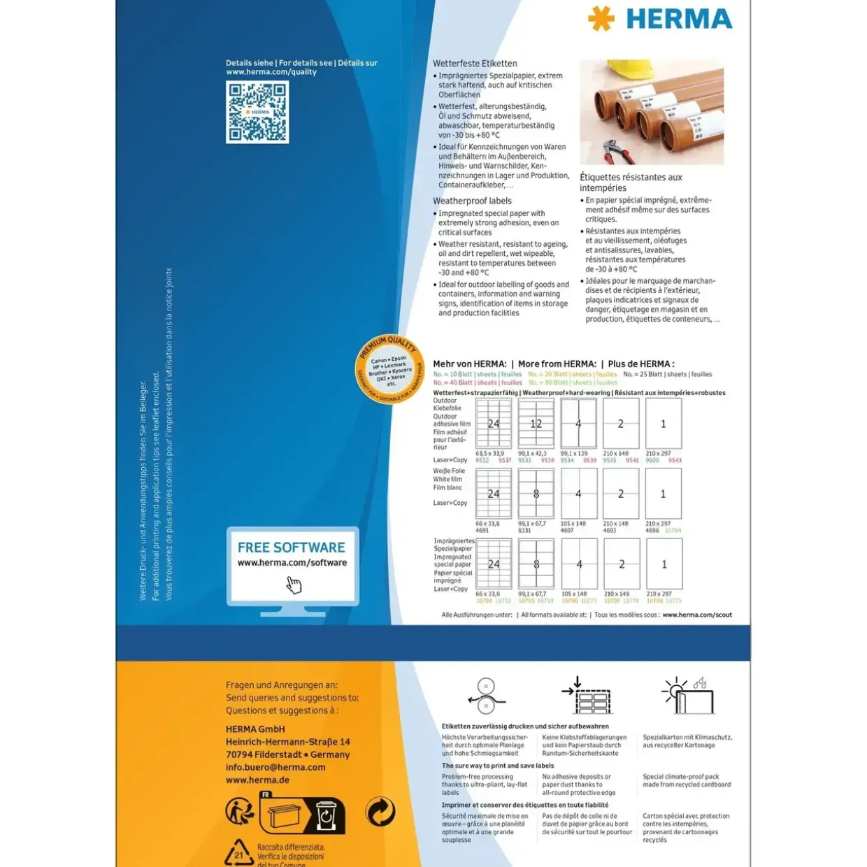 Etiketter Herma, ekstra vejrbestandig 66x33,8