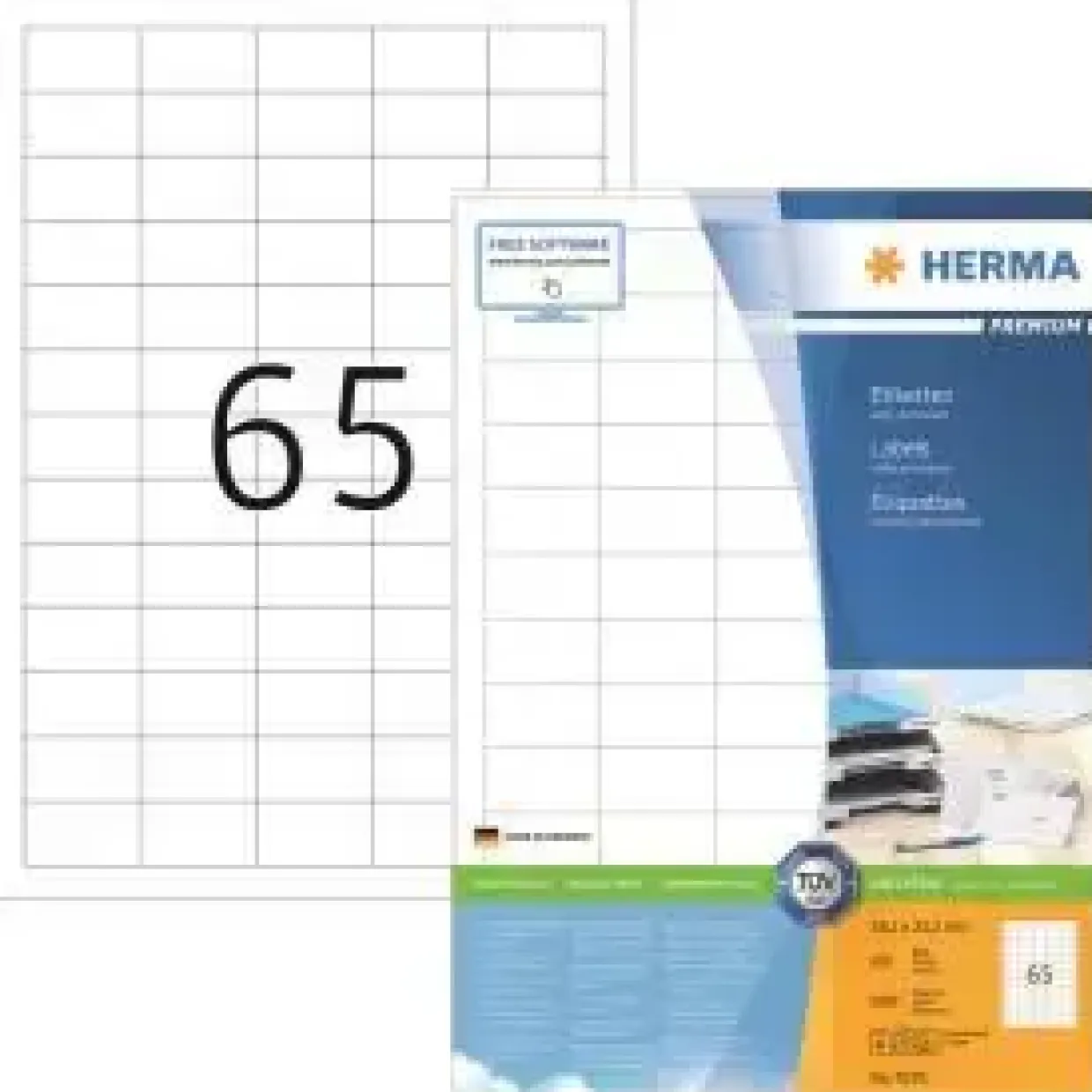 Etiketter - Herma Premium - A4 - 38,1x21,2 mm - Hvid - 6500 stk