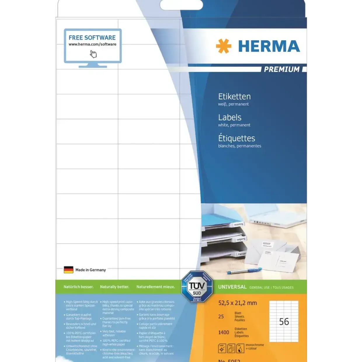 Etiketter Herma Premium 52,5x21,2 (1400)