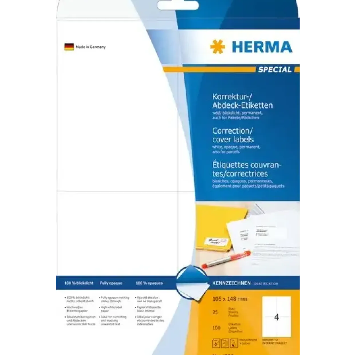 Etiketter Herma uigennemsigtig 105x148 (100)
