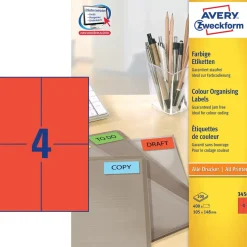 Etiketter print selv Avery 3456 - Etiket rød 105 x 148 mm - 100 ark