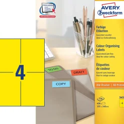 Etiketter print selv Avery 3459 - Etiketter gul 105 x 148 mm - 400 stk
