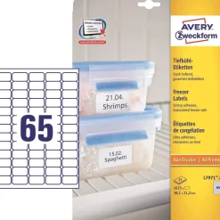 Etiketter print selv Avery L7971-25 - Fryselabel 65 pr. ark 38,1 x 21,2 mm - 25 ark